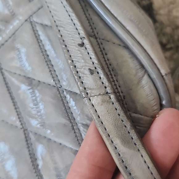 Vintage Gray Quilted Eel Skin Shoulder Bag - Picture 6 of 12